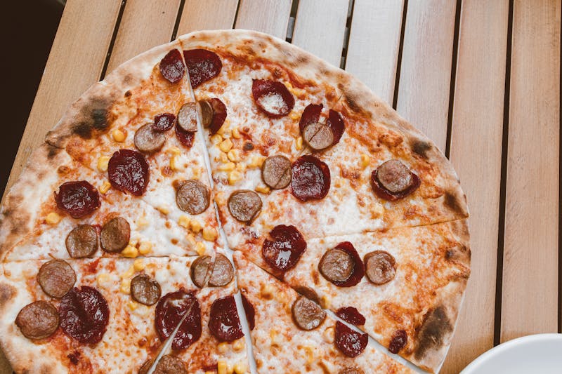Meat lovers pizza loaded with pepperoni and sausage