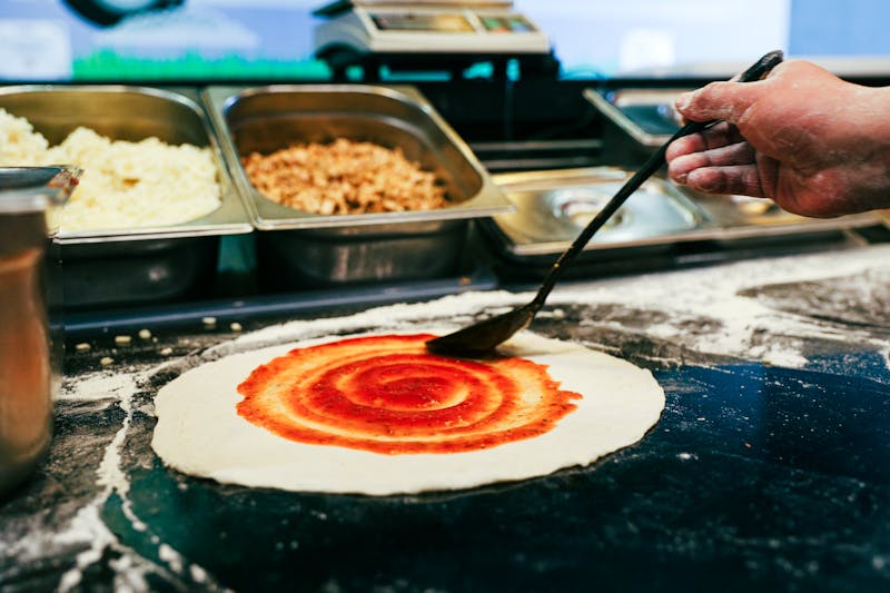 Warm cinnamon dessert pizza with sweet icing